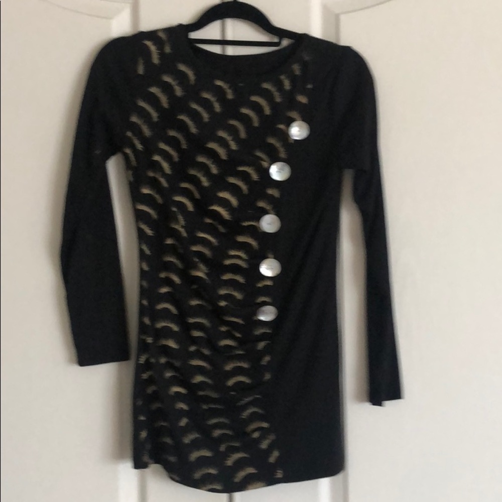 Black Tunic With Ruching And Shell Buttons - image 1
